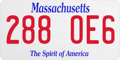 MA license plate 288OE6