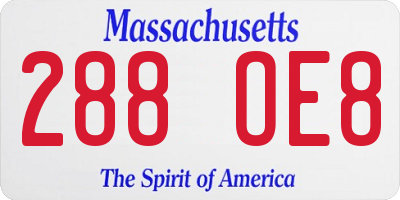 MA license plate 288OE8