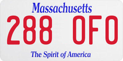 MA license plate 288OF0