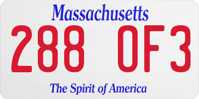 MA license plate 288OF3