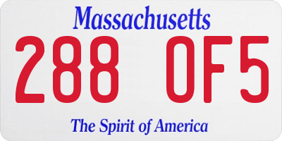 MA license plate 288OF5