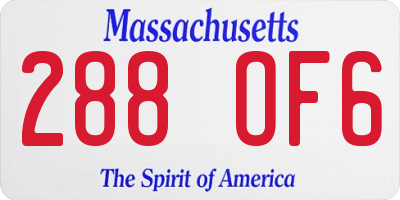 MA license plate 288OF6