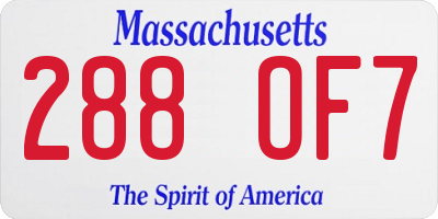 MA license plate 288OF7