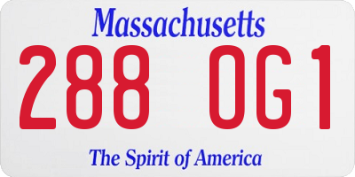 MA license plate 288OG1