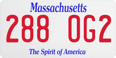 MA license plate 288OG2