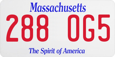 MA license plate 288OG5