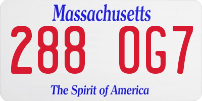 MA license plate 288OG7