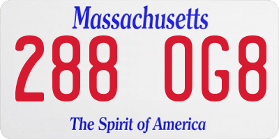 MA license plate 288OG8