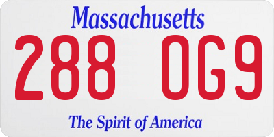 MA license plate 288OG9