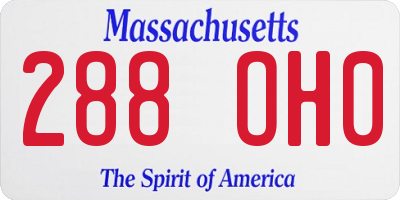 MA license plate 288OH0