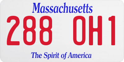 MA license plate 288OH1