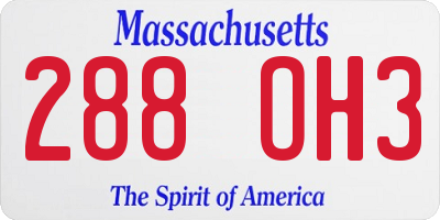 MA license plate 288OH3
