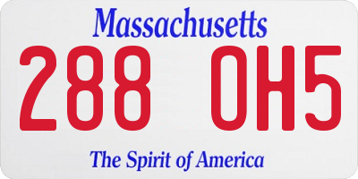 MA license plate 288OH5