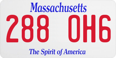 MA license plate 288OH6