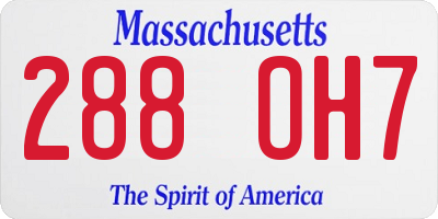 MA license plate 288OH7