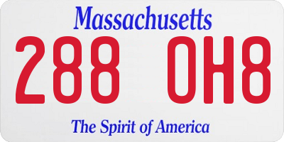 MA license plate 288OH8