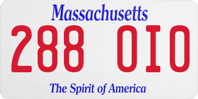 MA license plate 288OI0