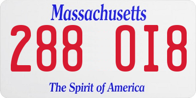 MA license plate 288OI8