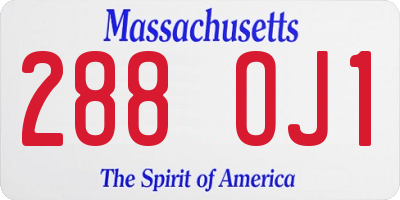 MA license plate 288OJ1