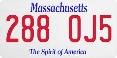 MA license plate 288OJ5