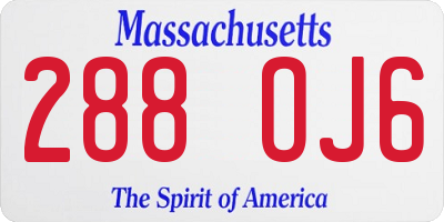 MA license plate 288OJ6
