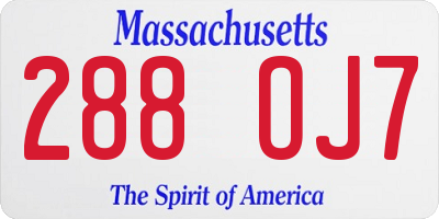 MA license plate 288OJ7