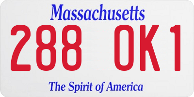 MA license plate 288OK1
