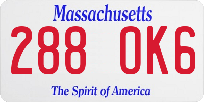 MA license plate 288OK6