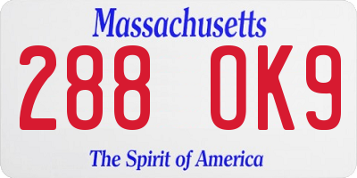 MA license plate 288OK9