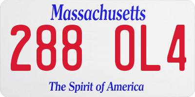 MA license plate 288OL4