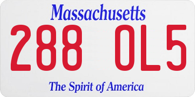 MA license plate 288OL5