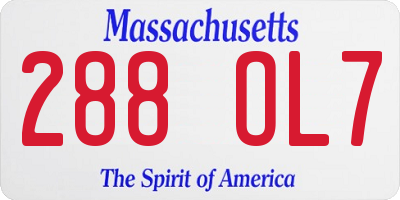 MA license plate 288OL7