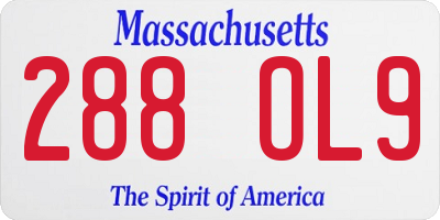 MA license plate 288OL9