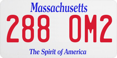 MA license plate 288OM2