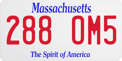 MA license plate 288OM5