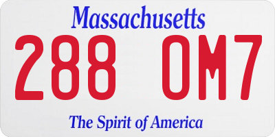 MA license plate 288OM7