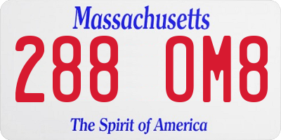 MA license plate 288OM8