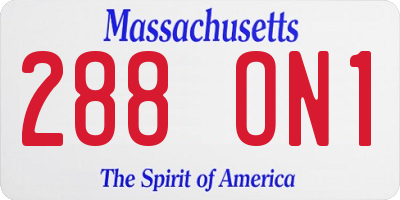MA license plate 288ON1