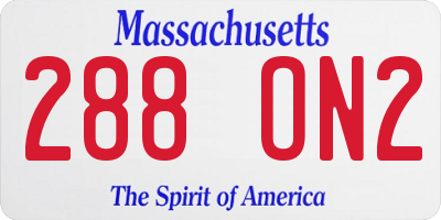 MA license plate 288ON2