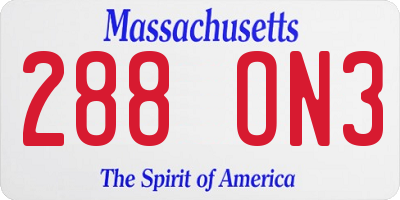 MA license plate 288ON3