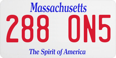 MA license plate 288ON5