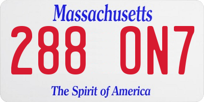 MA license plate 288ON7
