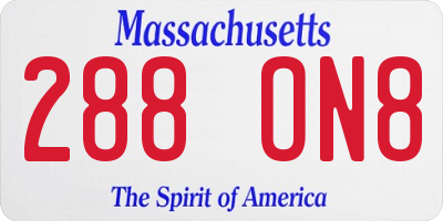MA license plate 288ON8