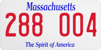 MA license plate 288OO4