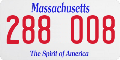 MA license plate 288OO8