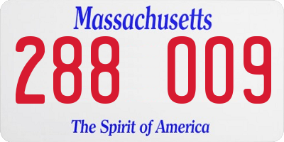 MA license plate 288OO9