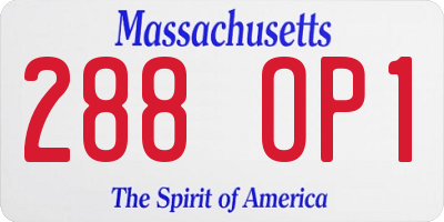 MA license plate 288OP1