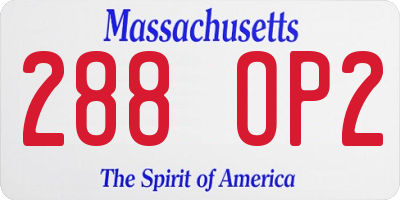 MA license plate 288OP2