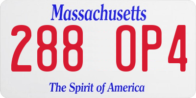 MA license plate 288OP4