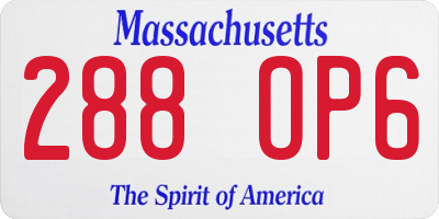 MA license plate 288OP6